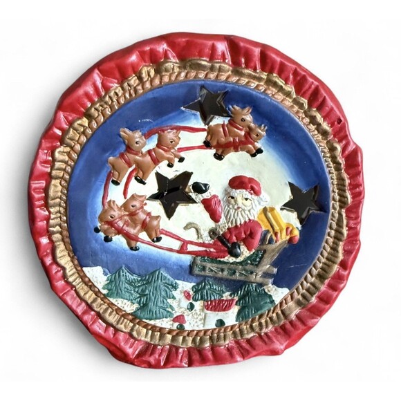 Vintage Christmas Tea Light Holder Santa’s Reindeer - Picture 1 of 5